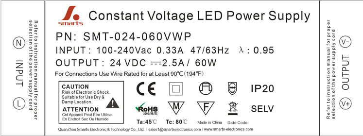 60w constant voltage led driver