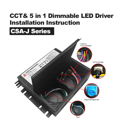 CCT& 5 في 1 تعليمات تركيب سلسلة LED القابلة لتعديل الضوء وصندوق التوصيل CSA-J